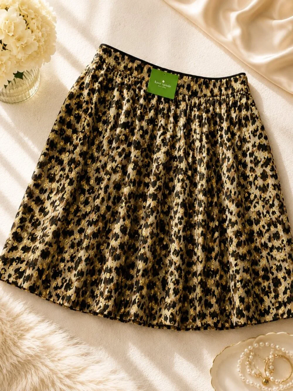 Kate Spade Leopard Clipped Dot Skirt Size 8 NWT